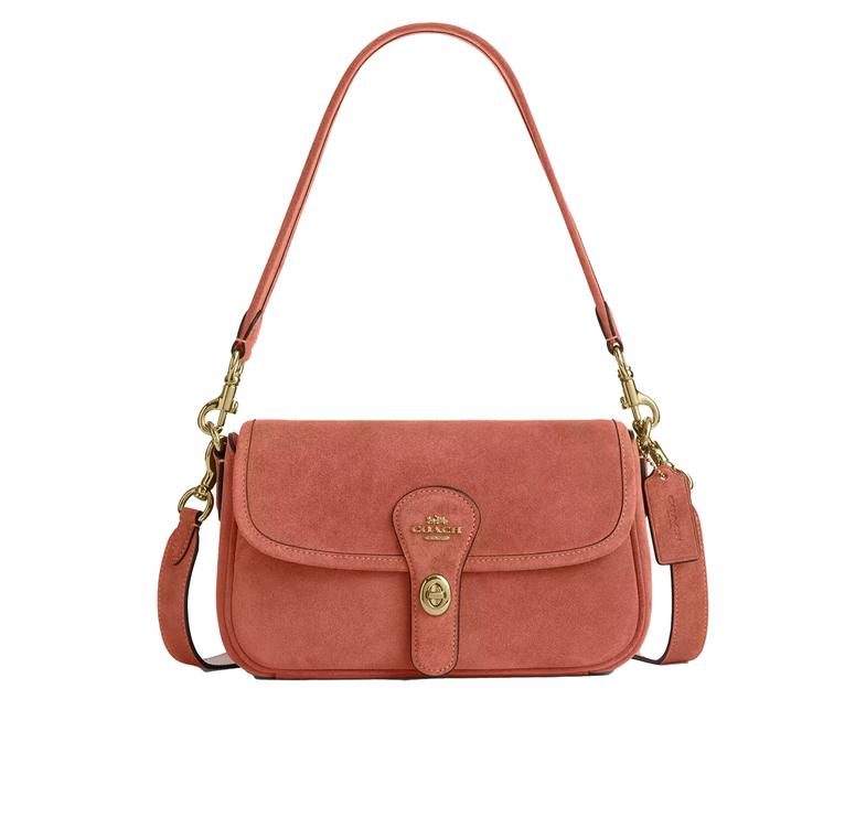 Coach Women's Hadley Shoulder Bag Suede/Gold/Clay