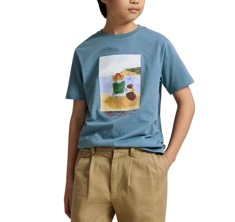Polo Ralph Lauren Boy's Polo Bear Cotton Jersey Tee Camp Blue