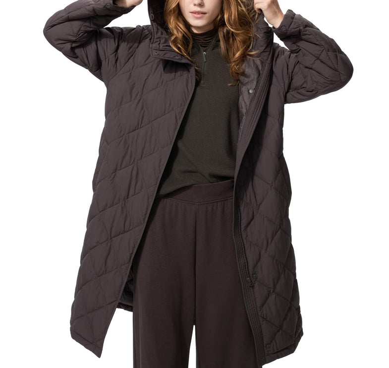 Uniqlo Women's Pufftech Long Coat 39 Dark Brown