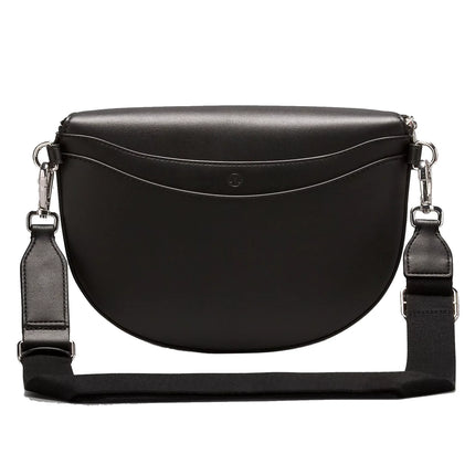 lululemon Unisex Leather Alternative Saddle Crossbody Bag 2L Black/Silver