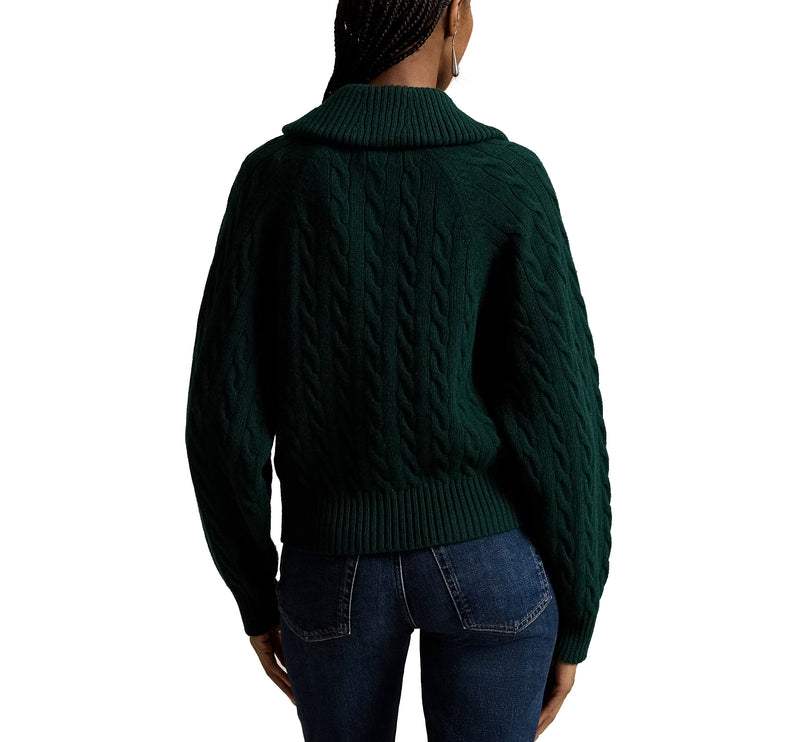 Polo Ralph Lauren Women's Cable Wool-Cashmere Collared Cardigan College Green