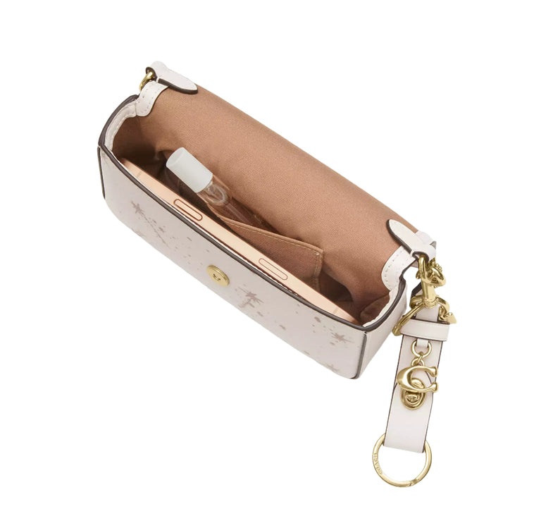 Coach Women's Mini Josie Top Handle Bag With Star Print Gold/Chalk Multi