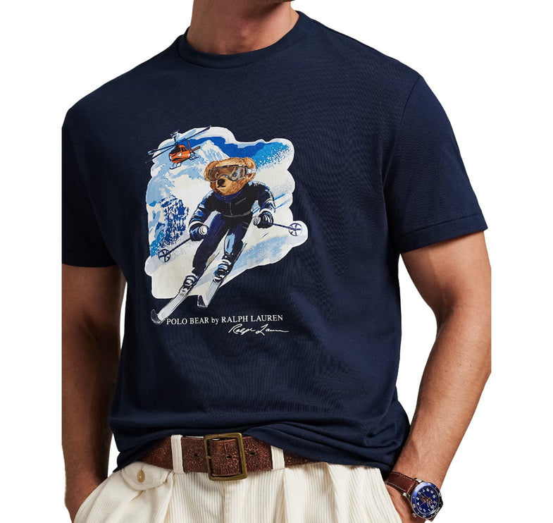 Polo Ralph Lauren Men's Classic Fit Polo Bear Jersey T-Shirt Worth Navy/Active Bear
