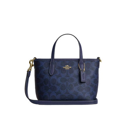 Coach Women's City Mini Tote Bag In Signature Canvas Gold/Navy