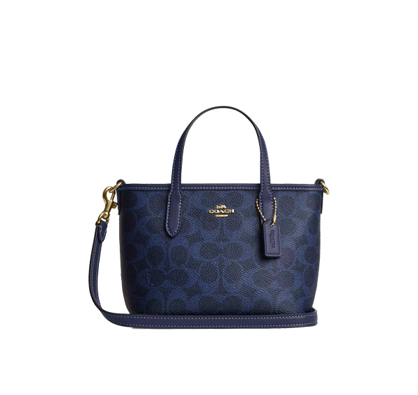 Coach Women's City Mini Tote Bag In Signature Canvas Gold/Navy