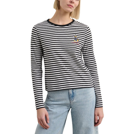 Disney x KARL LAGERFELD Women's Striped T-Shirt Small Stripe Black/White