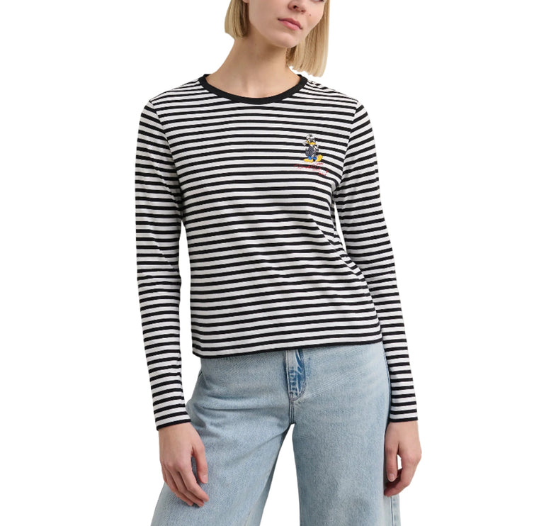 Disney x KARL LAGERFELD Women's Striped T-Shirt Small Stripe Black/White