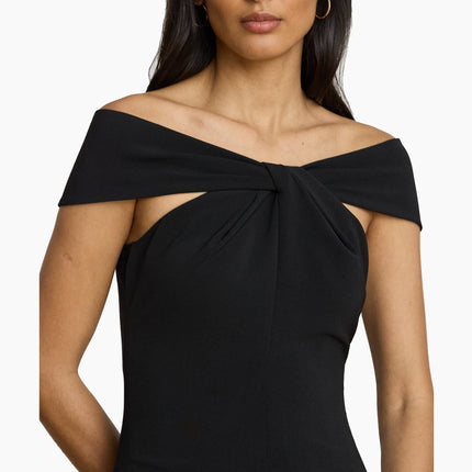 Polo Ralph Lauren Women's Twist-Front Crepe Cocktail Dress Black