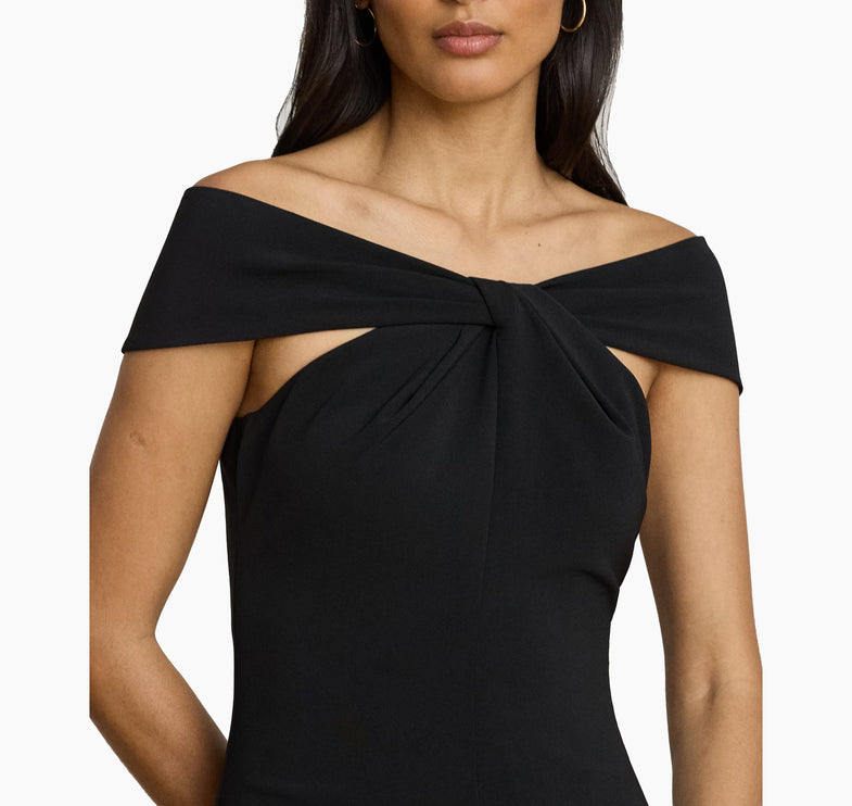 Polo Ralph Lauren Women's Twist-Front Crepe Cocktail Dress Black
