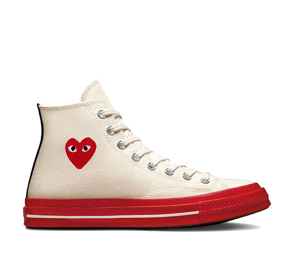 Converse x Comme des Garçons PLAY Chuck 70 High Top Pristine/Red/Egret - Özel İndirim