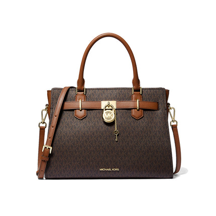 Michael Kors Women's Hamilton Medium Logo Satchel Brown - Hemen Kargoda