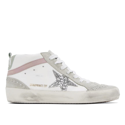 Golden Goose Women's Mid Star Sneakers White/Silver/Ice/Pink