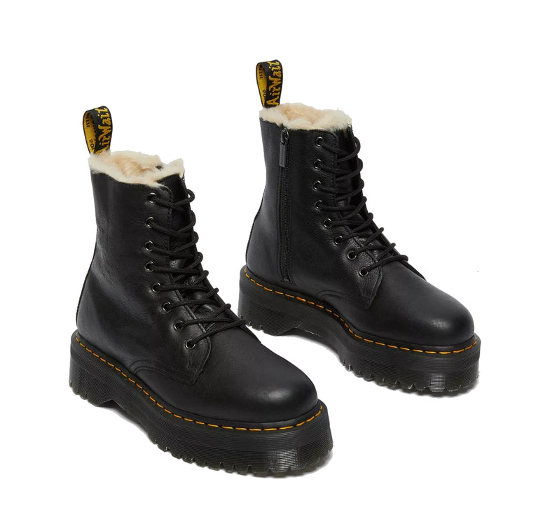 Dr. Martens Unisex Jadon Faux Fur Lined Leather Platform Boots Black