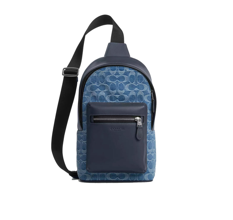Coach Women's West Pack In Signature Denim Silver/Denim