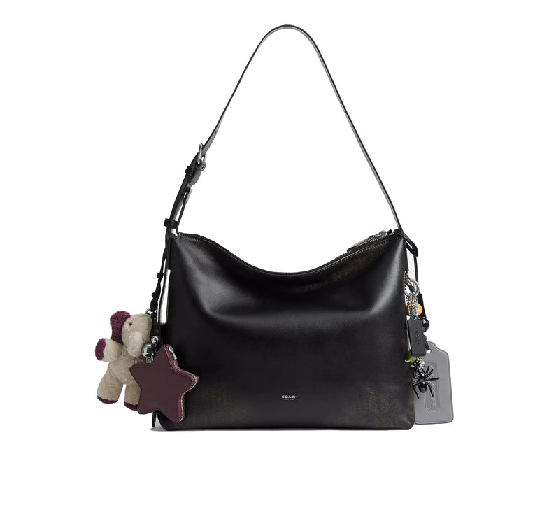 Coach Unisex Mott Messenger Bag 38 In Loved Leather With Charms Black/Light Tan