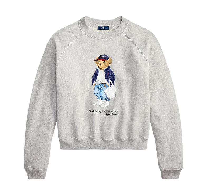 Polo Ralph Lauren Women's Polo Bear Lightweight Fleece Crewneck Light Smoke Heather