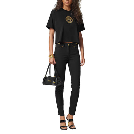 Versace Women's Versace Tag Nappa Medium Bowling Bag Black