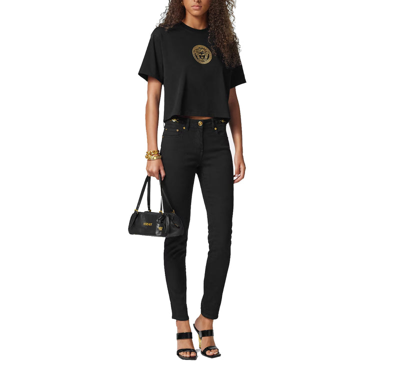 Versace Women's Versace Tag Nappa Medium Bowling Bag Black