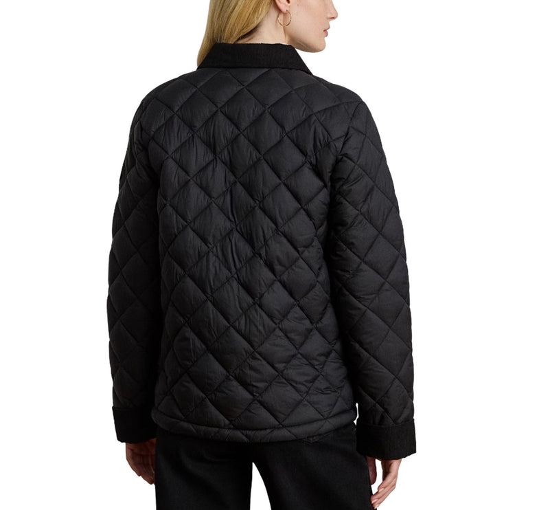 Polo Ralph Lauren Women's Corduroy-Trim Quilted Barn Jacket Black