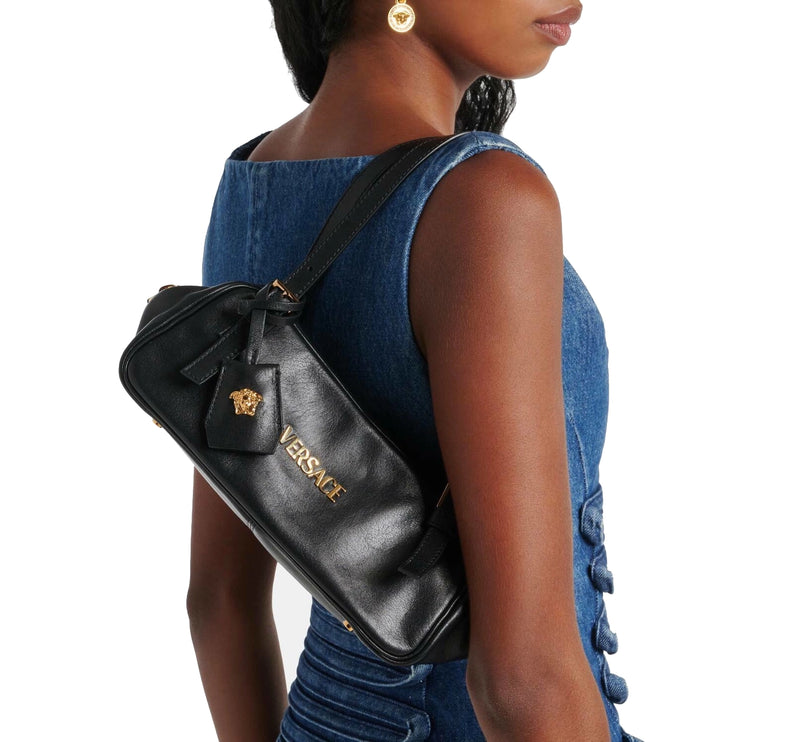 Versace Women's Versace Tag Nappa Medium Bowling Bag Black