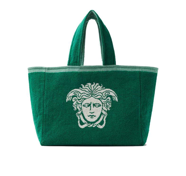 Versace Women's Cotton Terry Jacquard Tote Green