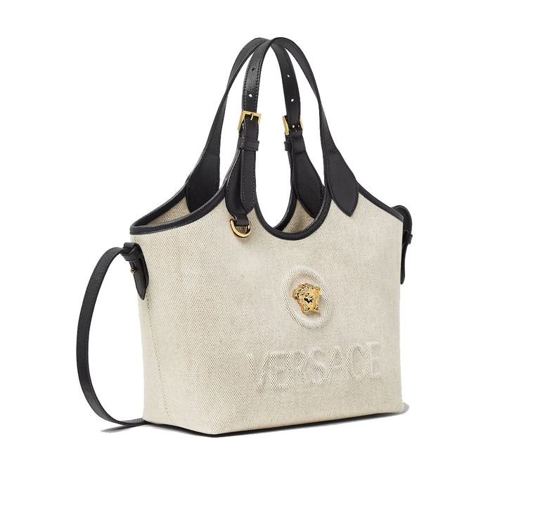 Versace Women's La Medusa Canvas Mini Tote Beige