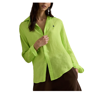 Polo Ralph Lauren Women's Classic Fit Linen Shirt Electric Lime