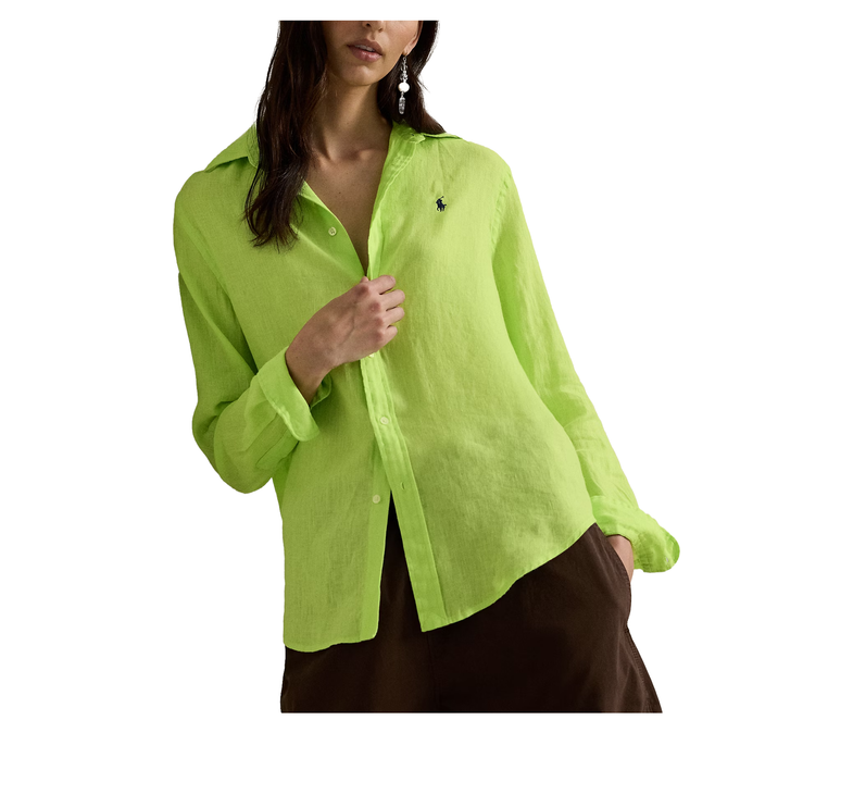 Polo Ralph Lauren Women's Classic Fit Linen Shirt Electric Lime