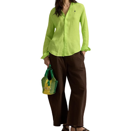 Polo Ralph Lauren Women's Classic Fit Linen Shirt Electric Lime