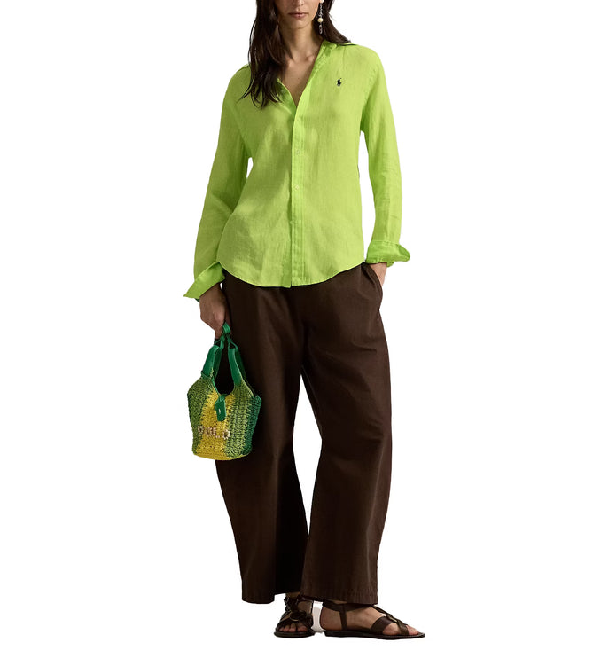 Polo Ralph Lauren Women's Classic Fit Linen Shirt Electric Lime
