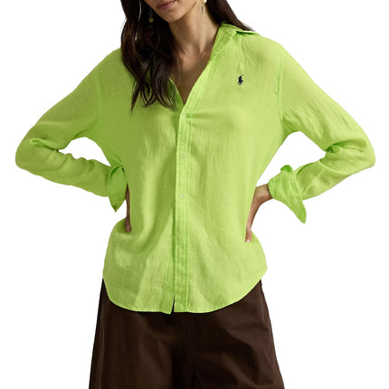 Polo Ralph Lauren Women's Classic Fit Linen Shirt Electric Lime