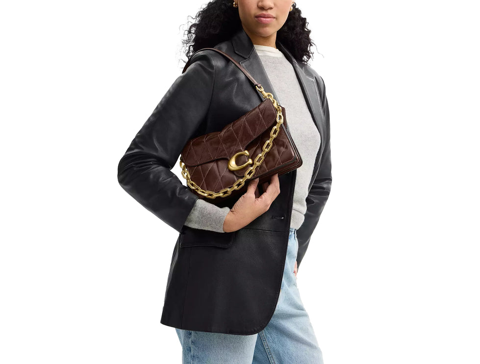 Coach Women's Chain Tabby Shoulder Bag With Quilting Brass/Maple