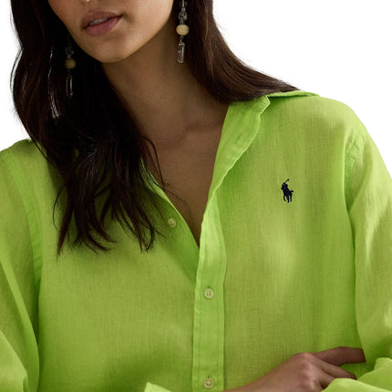 Polo Ralph Lauren Women's Classic Fit Linen Shirt Electric Lime