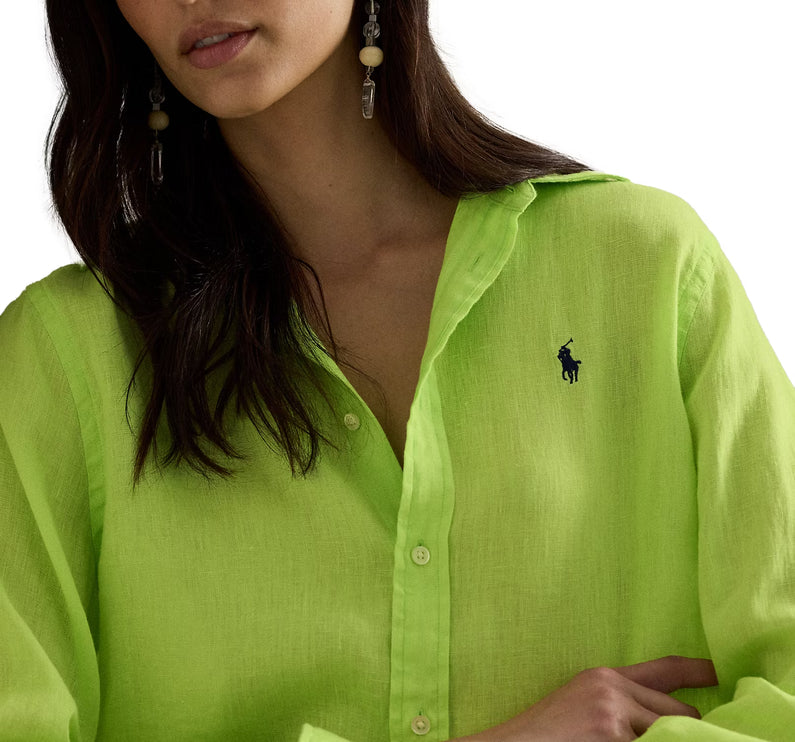 Polo Ralph Lauren Women's Classic Fit Linen Shirt Electric Lime