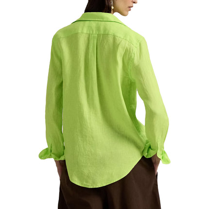 Polo Ralph Lauren Women's Classic Fit Linen Shirt Electric Lime