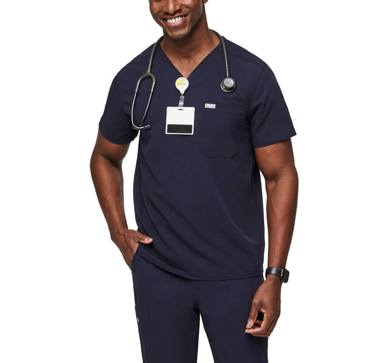 FIGS Men's Leon Three Pocket Scrub Top Navy