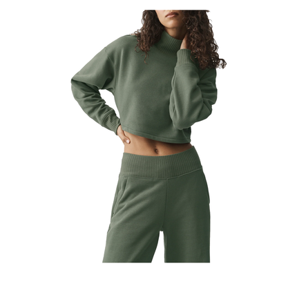 alo Women's Cropped Serenity Coverup Bamboo Green