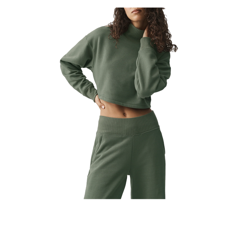 alo Women's Cropped Serenity Coverup Bamboo Green