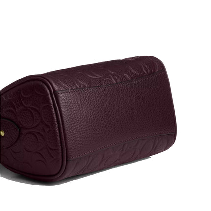 Coach Women's Boxed Mini Rowan Crossbody Bag And Mirror Bag Charm Set In Signature Leather Gold/Black Currant
