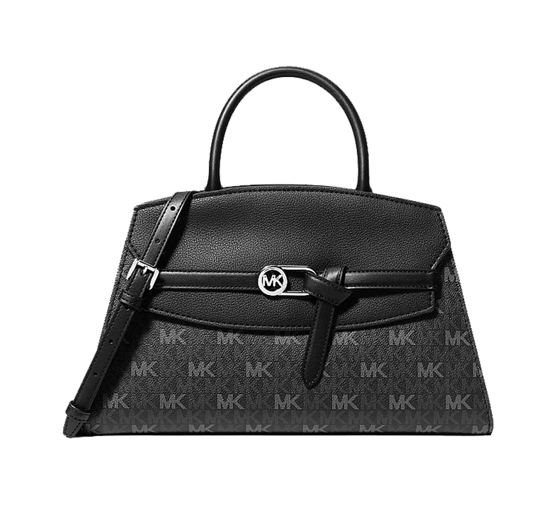 Michael Kors Women's Greta Medium Signature Logo Satchel Bag Black