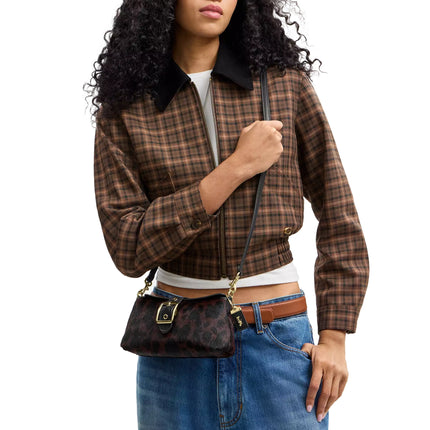 Coach Women's Abbie Shoulder Bag In Haircalf With Leopard Print Gold/Dark Leopard