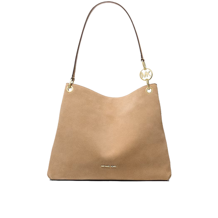 Michael Kors Women's Christina Large Suede Shoulder Bag Camel