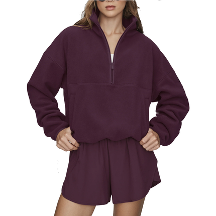 alo Women's Polar Fleece Retreat Cover Up Rich Bordeaux