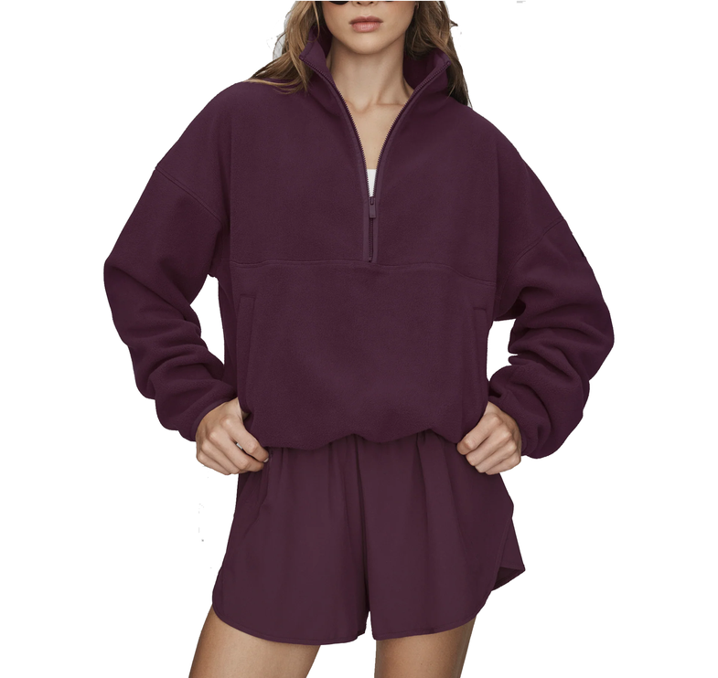 alo Women's Polar Fleece Retreat Cover Up Rich Bordeaux