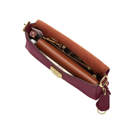 Coach Women's Etta Small Flap Shoulder Bag Gold/Dark Cherry