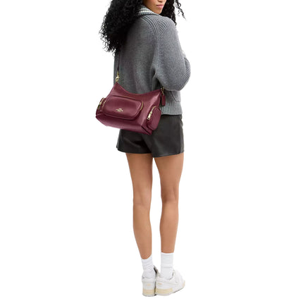Coach Women's Laurel Shoulder Bag With Pockets Gold/Dark Cherry