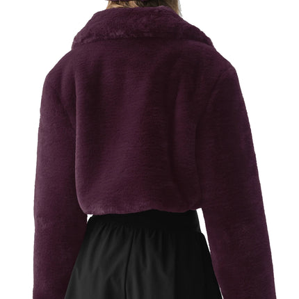 alo Women's Faux Fur Cropped Amore Jacket Rich Bordeaux