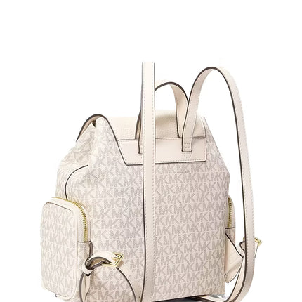 Michael Kors Women's Merritt Small Signature Logo Cargo Backpack Light Cream Multi/Gold