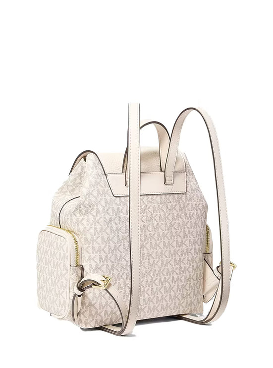 Michael Kors Women's Merritt Small Signature Logo Cargo Backpack Light Cream Multi/Gold