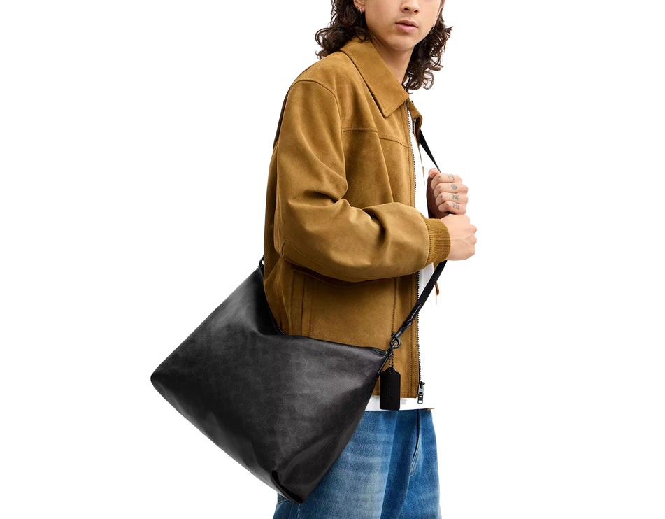 Coach Unisex Laurel Bag 36 In Signature Canvas Matte Black/Black